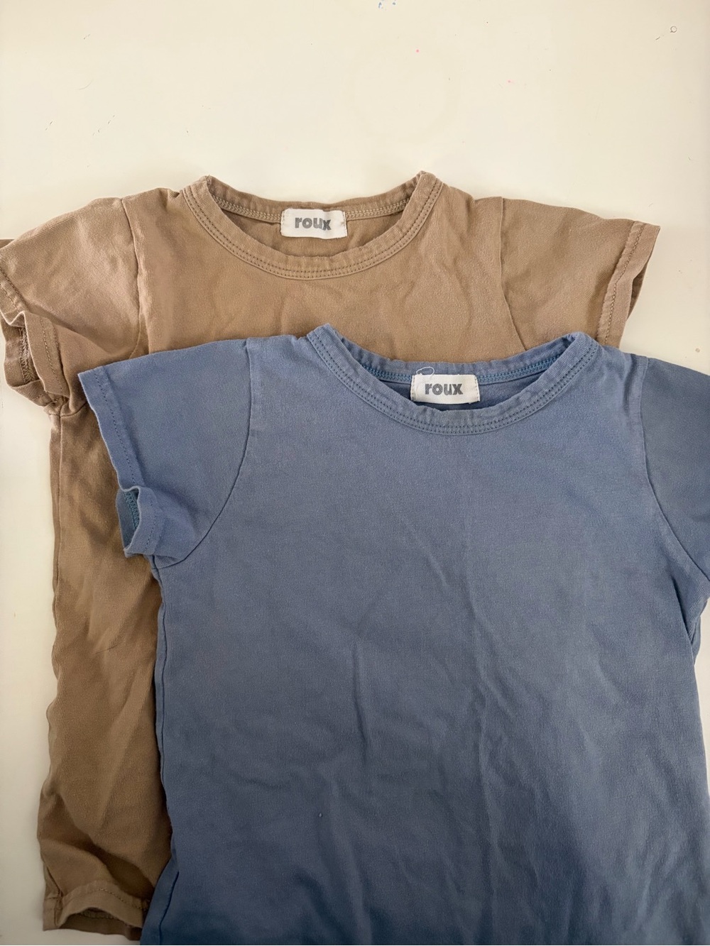 Roux cotton T-shirt onesies X2 - Blue & Tan